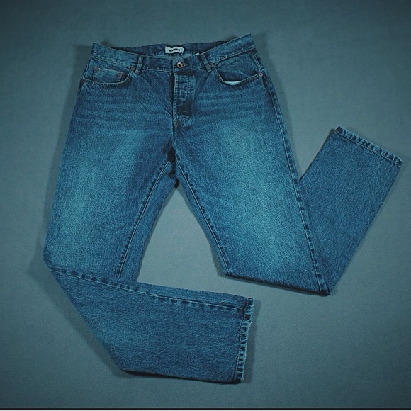 Taylor Stitch Jeans Mens 34 Selvedge Blue Wash Cotton Button Fly - Picture 2 of 5